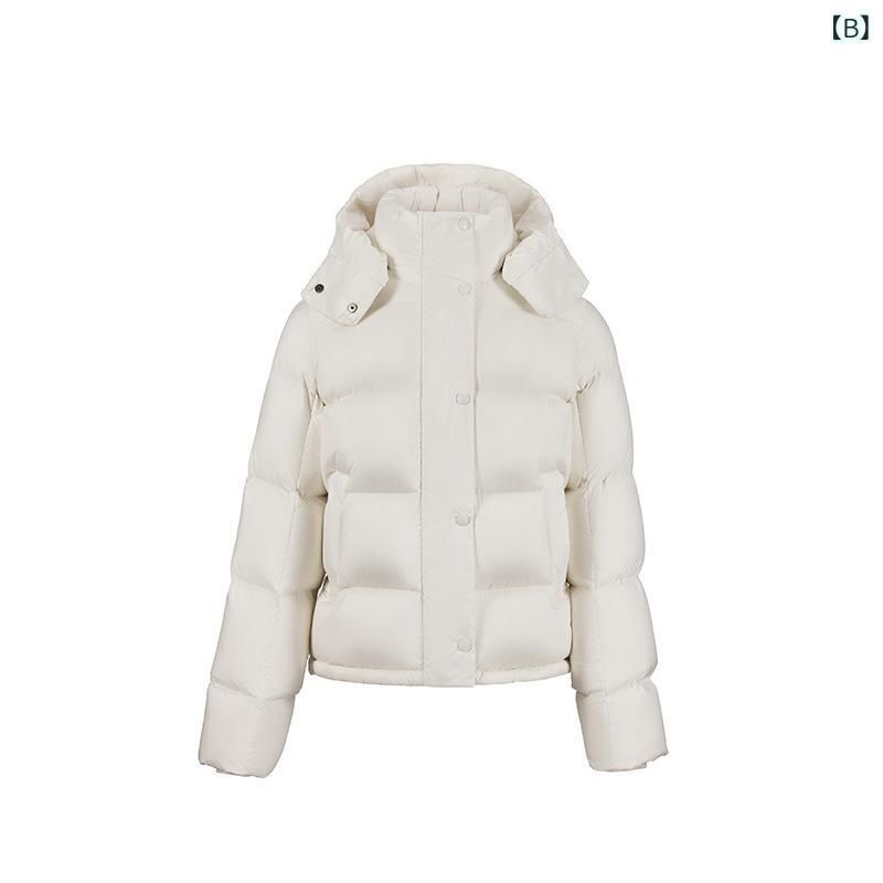 ダウンジャケット レディース 白 ポリエステル フード付き 長袖 厚手 ショート丈 アウター ジャンパー ブルゾン カジュアル スポーティー