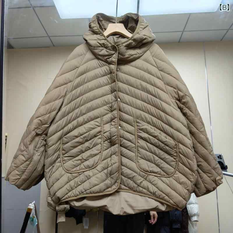 ダウンジャケット レディース 軽い 軽量 ゆったりサイズ フード付き 大きめポケット 韓国風 カジュアル 保温 アウター 秋冬 ブラック カー