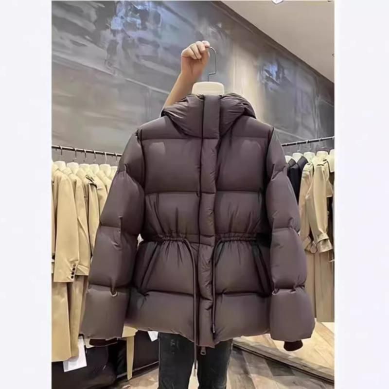 ダウンジャケット レディース フード付き ミドル丈 90 ホワイトグースダウン 厚手 アウター ポリエステル 高見え 秋冬 ブラウン ブラック