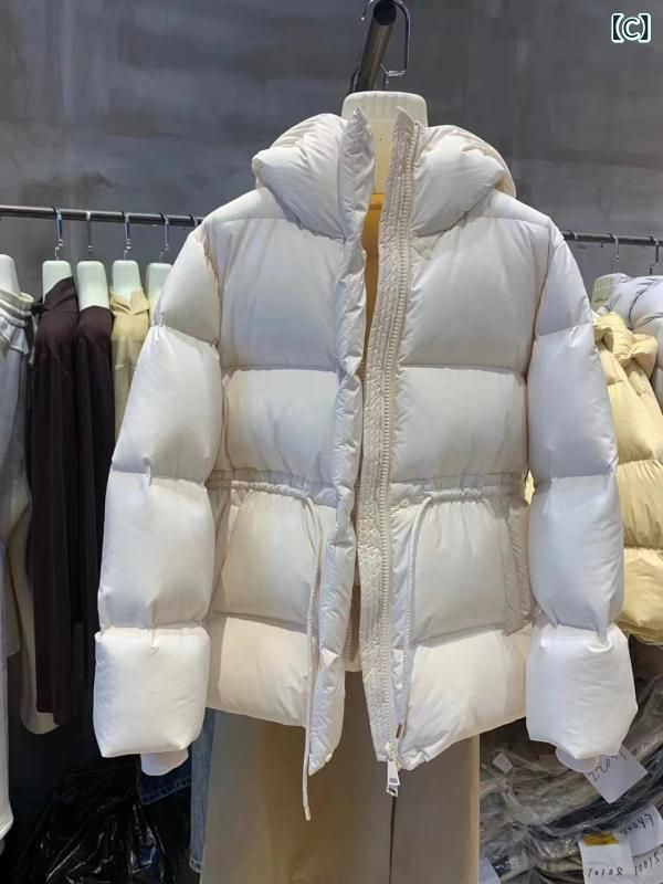 ダウンジャケット レディース フード付き ミドル丈 90 ホワイトグースダウン 厚手 アウター ポリエステル 高見え 秋冬 ブラウン ブラック GULLKHAN_COM