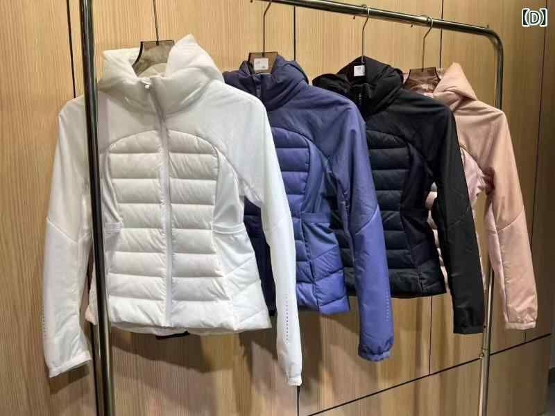 ダウンジャケット レディース スポーツ 軽量 薄手 ショート丈 フード付き 暖か 伸縮性 スリムフィット ブラック ホワイト ピンク系 ネイビ GULLKHAN_COM