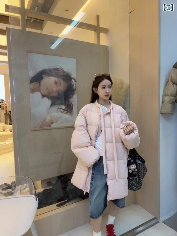 ダウンジャケット レディース 超軽量 ラウンドネック 90 ホワイトダックダウン 暖か 中綿入り ロング丈 アウター カーキブラウン ベージュ