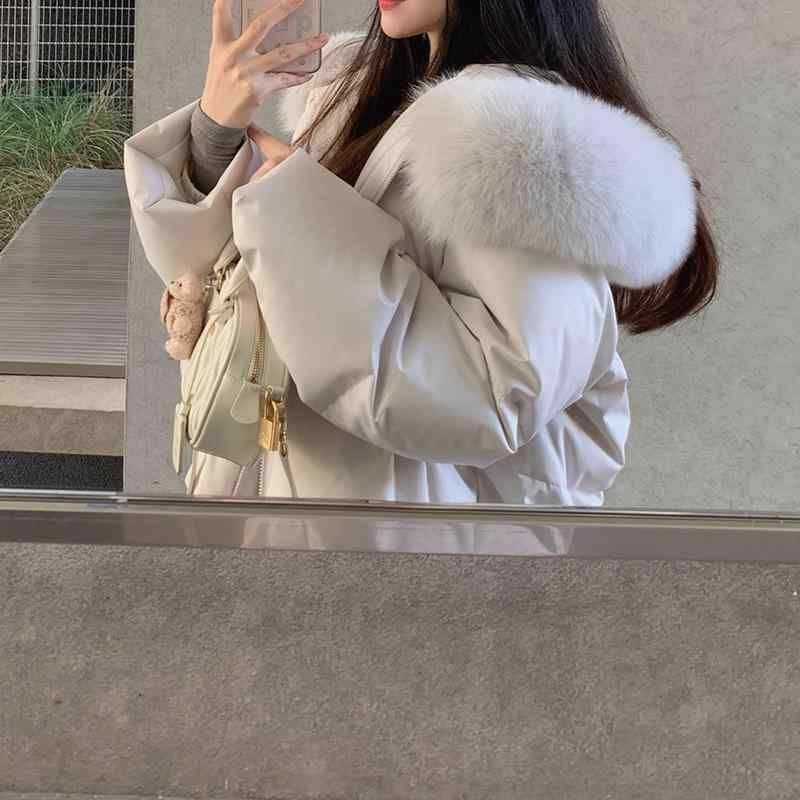 ダウンジャケット レディース フード付き フォックスファー 秋冬 アウター 防寒着 暖かい かわいい カジュアル 通勤 軽量 ポリエステル ブ