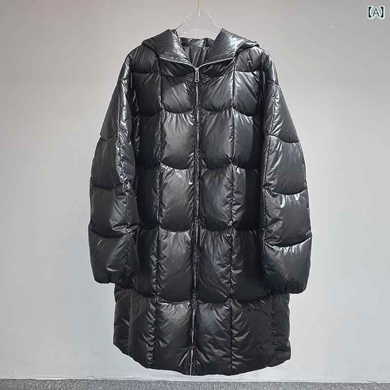 ダウンジャケット レディース フード付き 中 длинный丈 防風 保温性 ホワイトダックダウン アウター ポリエステル 繊維 ゆったり 長