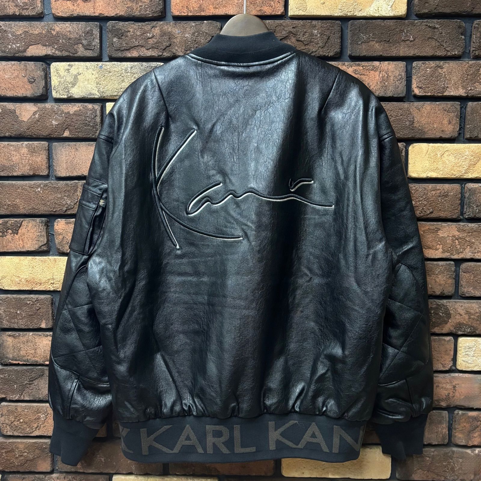 Karl Kani/カールカナイ】3D刺繍 PUレザー MA-1 ジャケット 合成皮革 