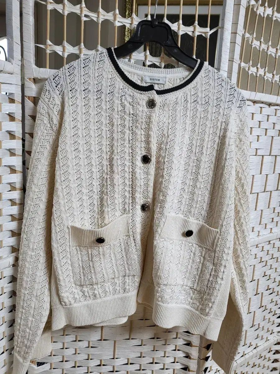 SYSTEMシステム アイボリー ニット カーディガン