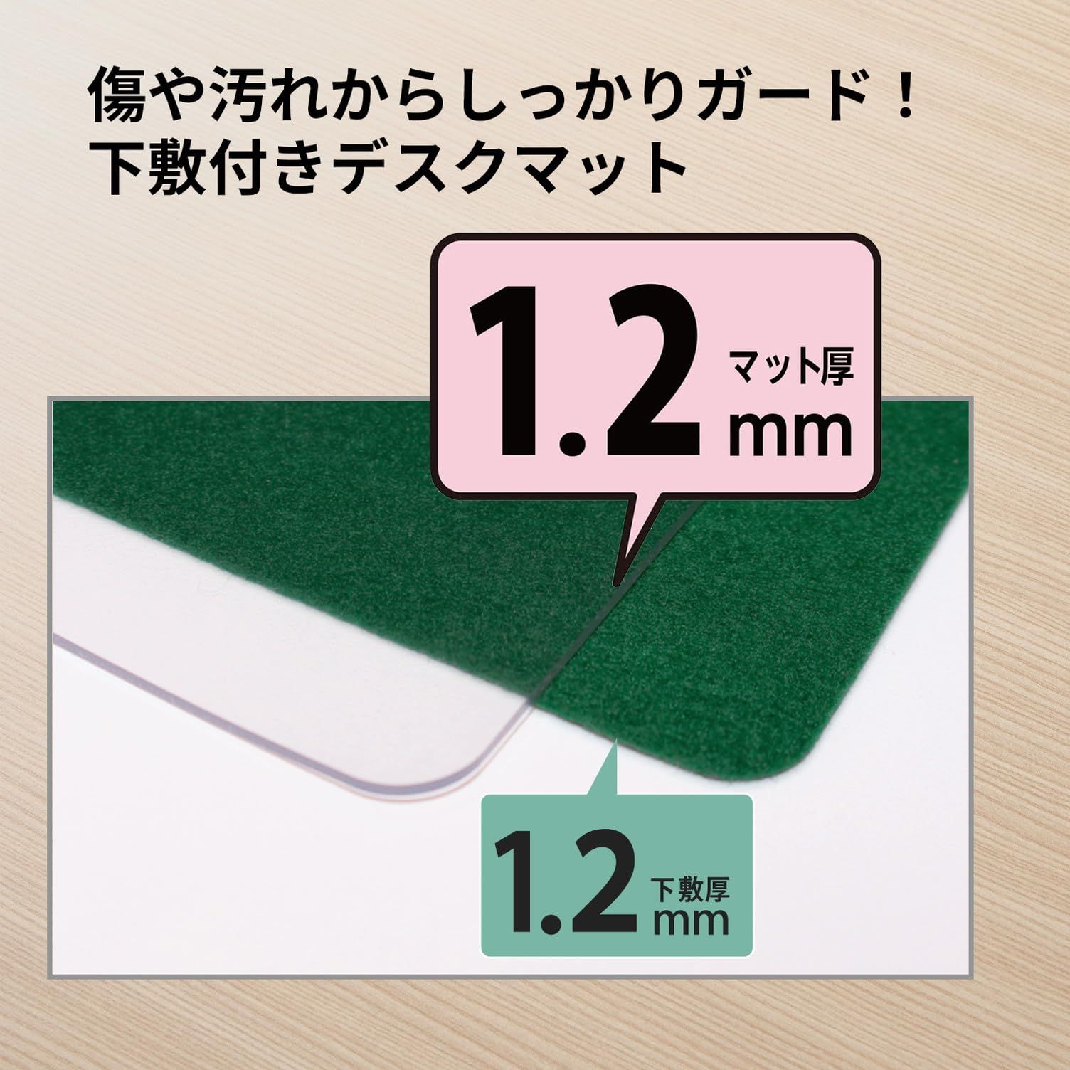  プラス デスクマット エコノミータイプ 下敷付 光沢 薄手 1445 715㎜ 2 4㎜厚 透明 グリーン DM 002 W 41 066 デスクマット 机上アクセサリー