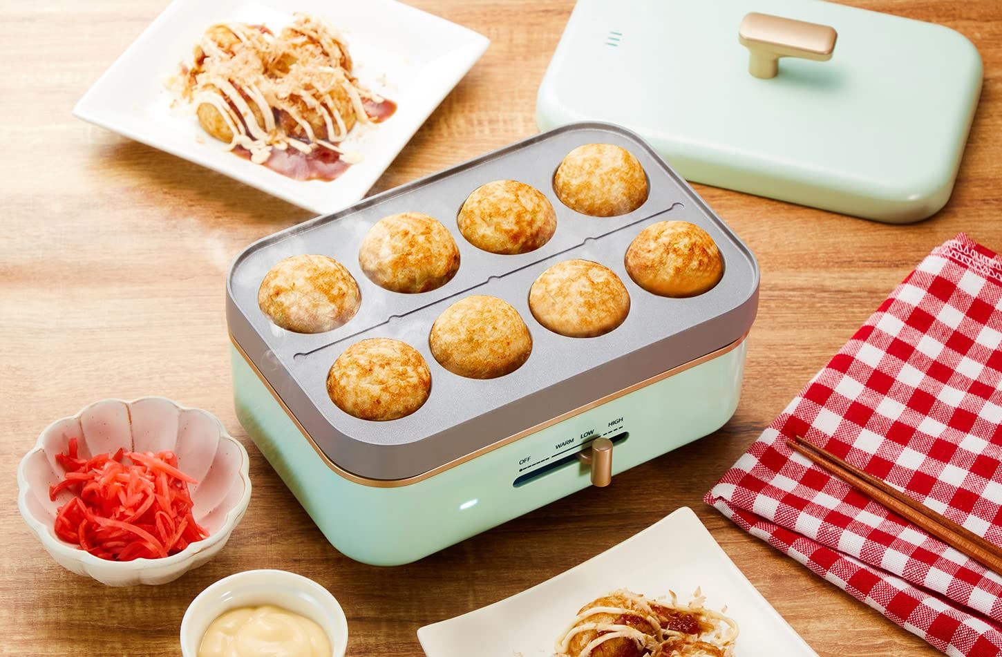 Shelddi コンパクトホットプレート プレート3種付き たこ焼き 深鍋 焼肉 3 WAY 一人暮らし 一人用 2人用 温度調節 着脱式 おしゃれ 鍋付き 小型 ミニ 電気鍋 グリル鍋 たこやき器