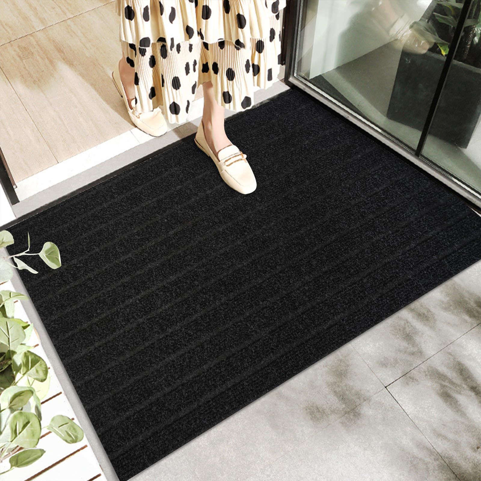 新品 玄関マット 屋外 室内 滑り止め 泥落としマット 業務用 家庭用 速乾 吸水 耐磨耗性 玄関マット屋外用 玄関外マット 店舗用 オフィス お店 大判 (40×60cm ブラック)