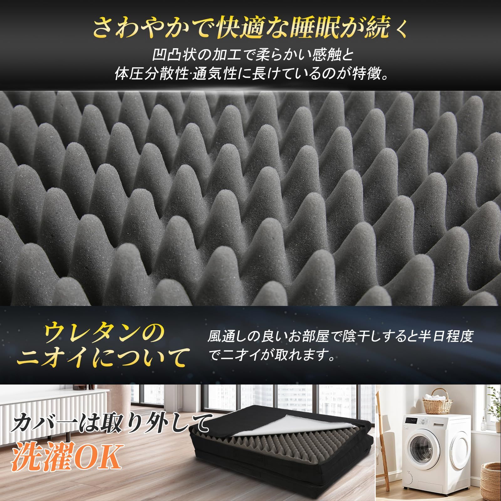 マットレス 折り畳み 敷布団 ベッドマット 座布団 高反発 三つ折 シングル セミダブル 厚さ8CM 来客用 コンパクト収納 洗えるカバー 抗菌防臭 オールシーズン 紺 ダブル 197 140 8 NEXPOTALLINN_EU