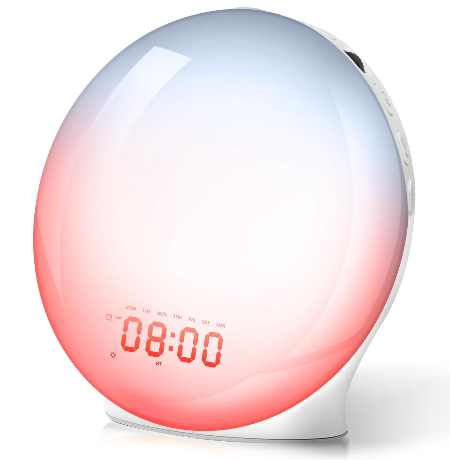 OSTONG 目覚まし時計 光 目覚ましライト 音楽 休日 平日アラーム設定 めざまし時計 大音量 日出&日没シミュレーション 光で起きる 置きどけい RGB 虹色ライト 25種類の種癒し音 20段階明るさ調整 光目覚ましどけい スヌーズ-FMラジオ機能