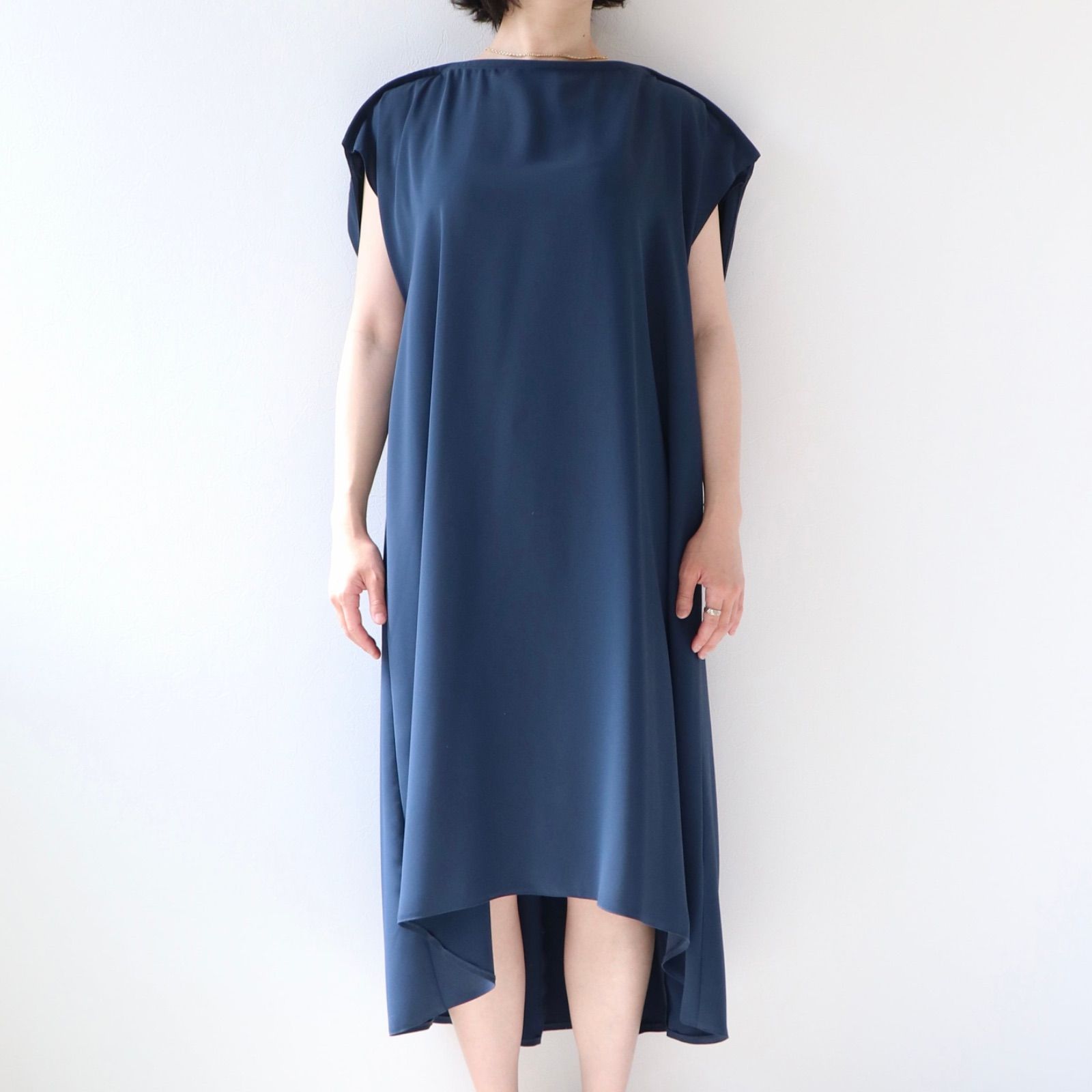 MM6 ワンピース パール付き ネイビー エムエムシックス