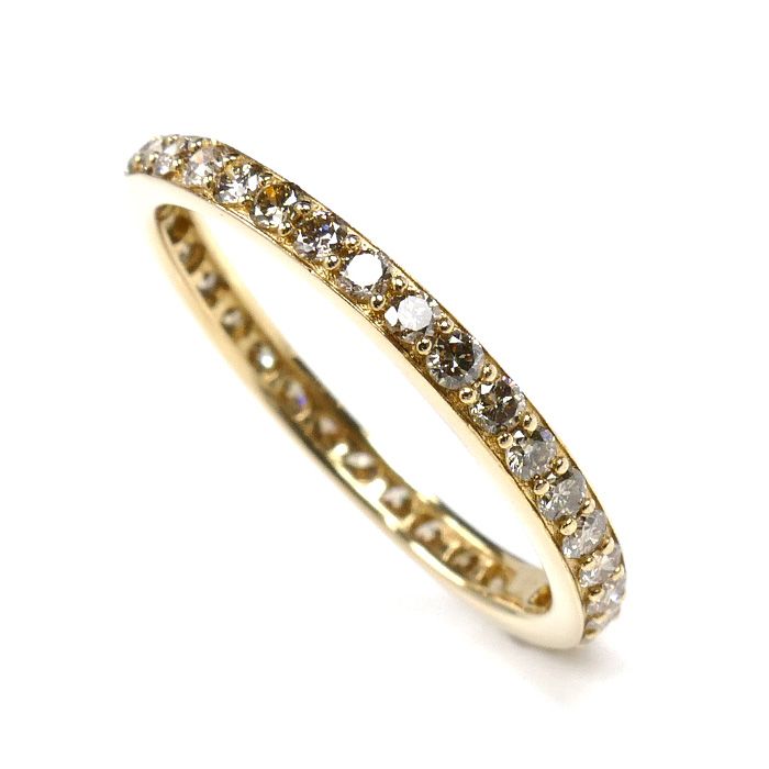 GSTV K18YG イエローゴールド フルエタニティ リング 指輪 ダイヤモンド0.50ct 13号 1.6g レディース