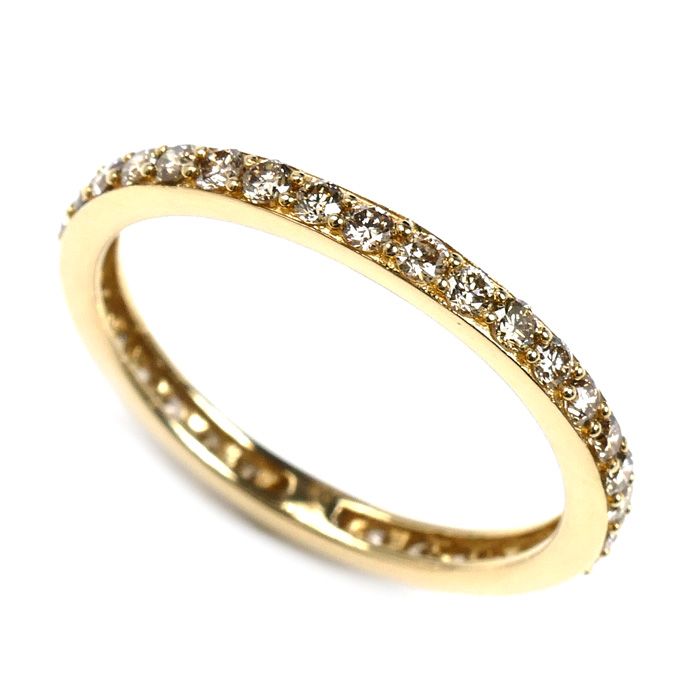 GSTV K18YG イエローゴールド フルエタニティ リング 指輪 ダイヤモンド0.50ct 13号 1.6g レディース