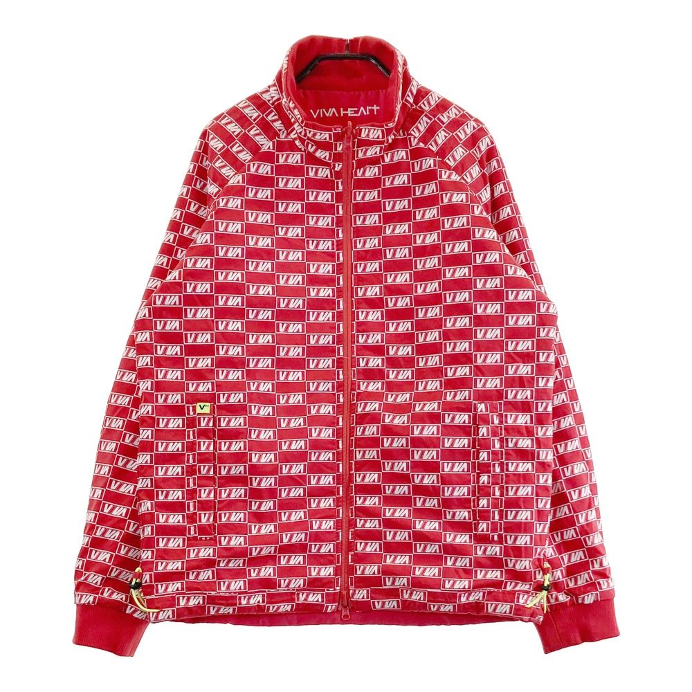 サイズ 50 VIVA HEART ビバハート リバーシブル 中綿ジップジャケット ロゴ総柄 レッド系 240101434729 ゴルフウェア メンズ ストスト