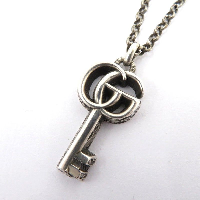 瀬戸大橋店 GUCCI グッチ ネックレス ダブルG キー ペンダント 627757 J8400 0701 シルバー 135