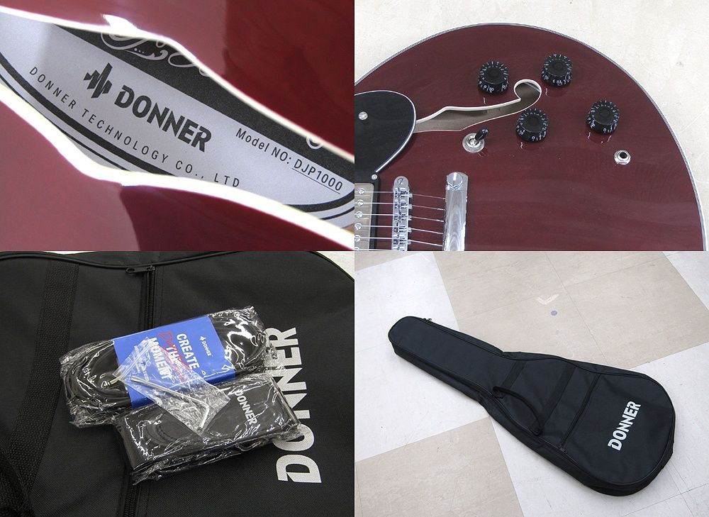 Donner セミアコギター DJP1000 Burgundy Red センターブロック有