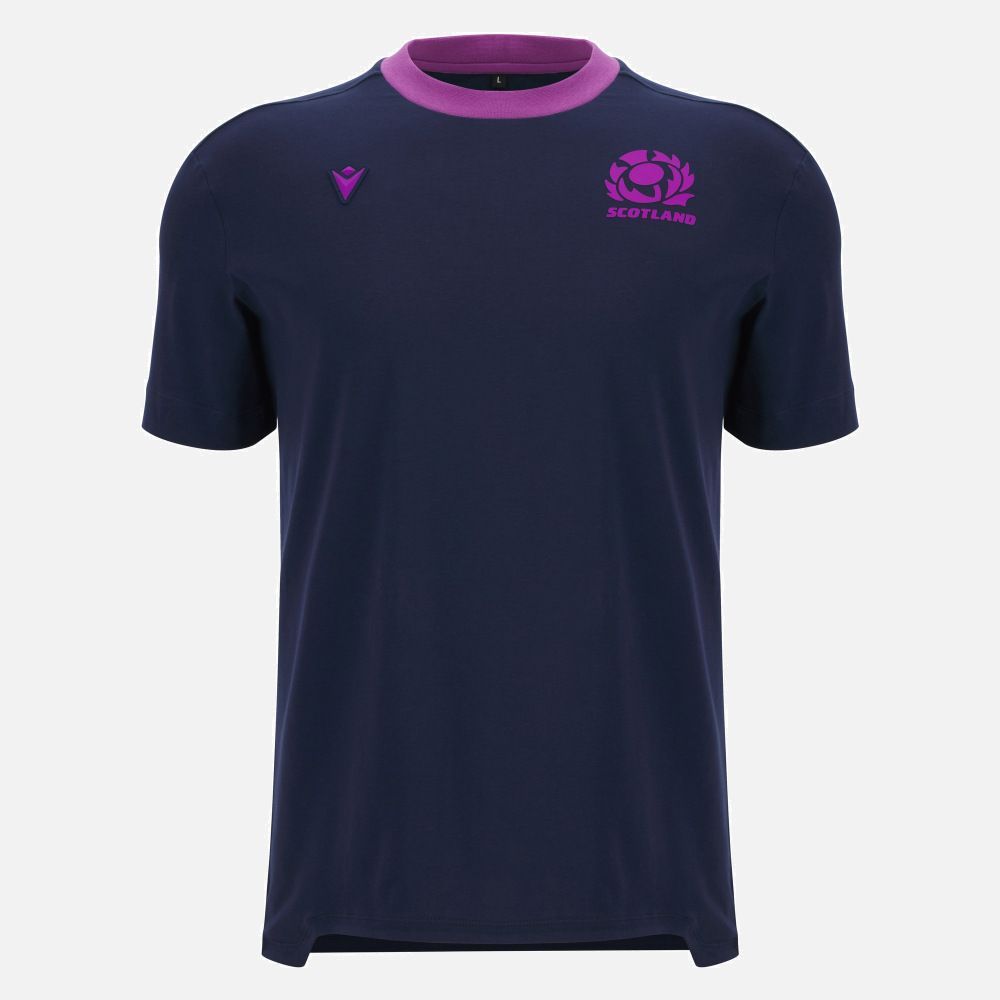 マクロン ラグビー スコットランド代表 2025 2026 コットン Tシャツ 紺 ネイビー 公式モデル 日本未発売