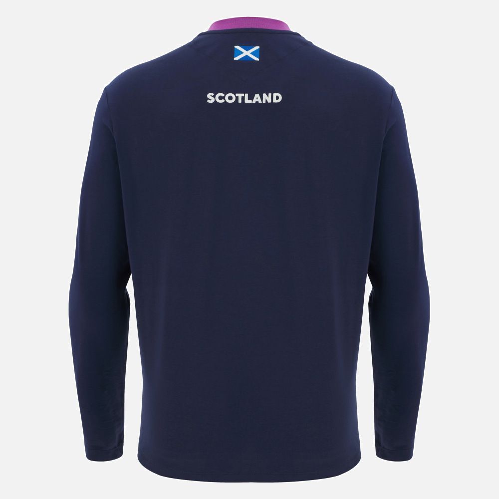マクロン ラグビー スコットランド代表 2025 2026 長袖 コットン Tシャツ 紺 ネイビー モデル 日本未発売