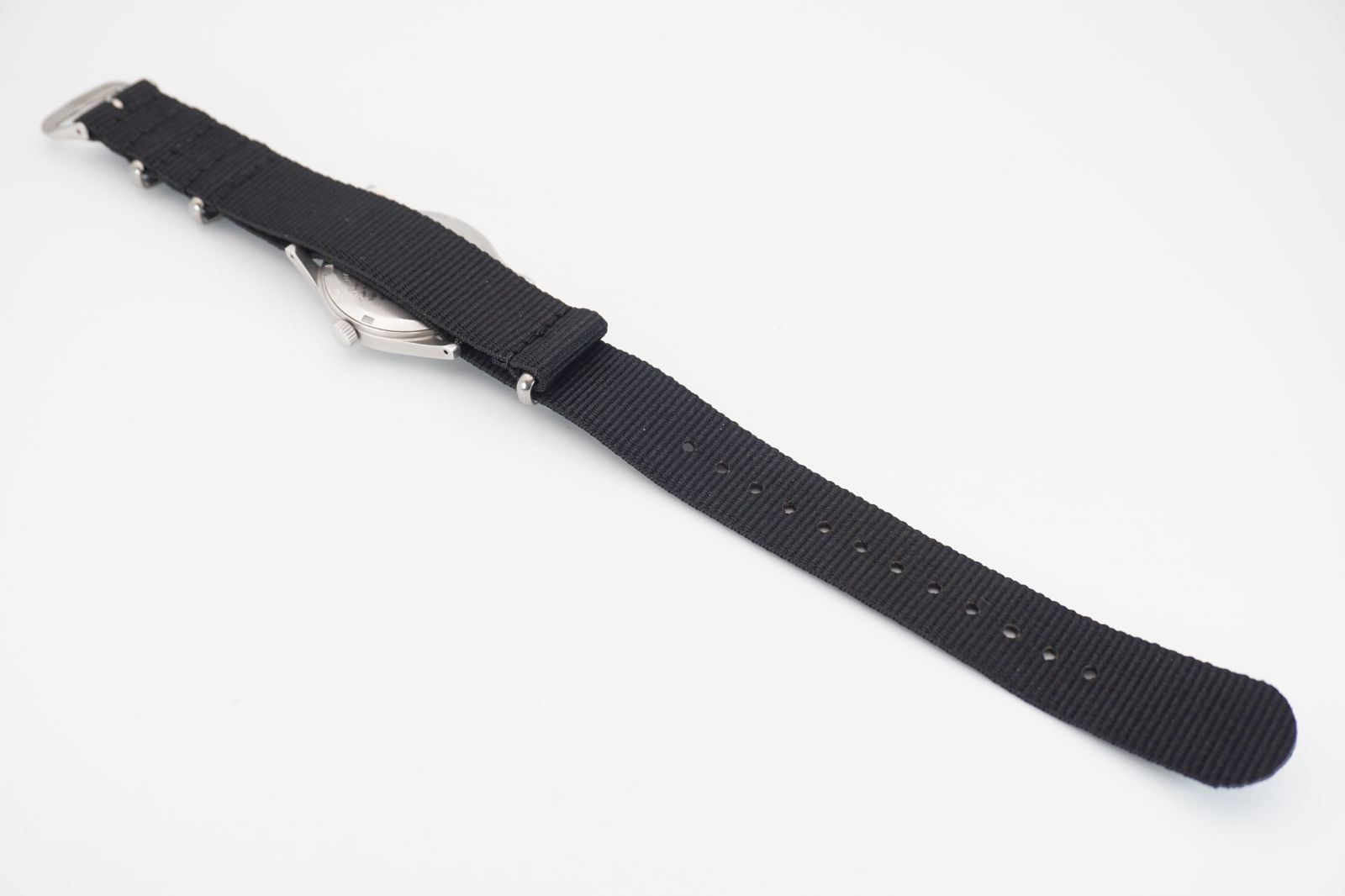  稼動品 風防 ストラップ ハミルトン カーキ 9797 クォーツ デイト ブラック文字盤 33 mm メンズ腕時計 腕時計(クォーツ) 腕時計(アナログ)