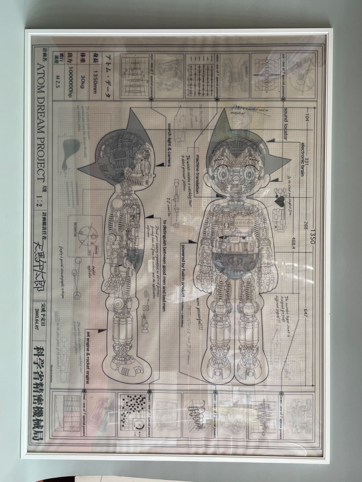 鉄腕アトム ATOM DREAMPROJECT 設計図 2枚組 額入り