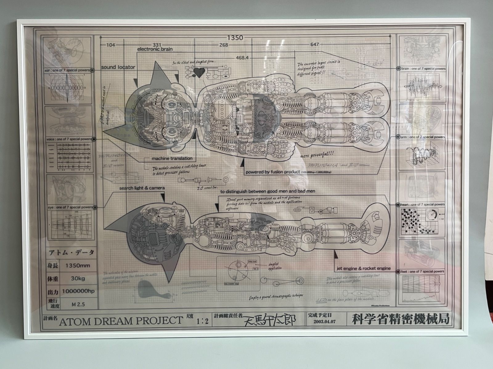 鉄腕アトム ATOM DREAMPROJECT 設計図 2枚組 額入り