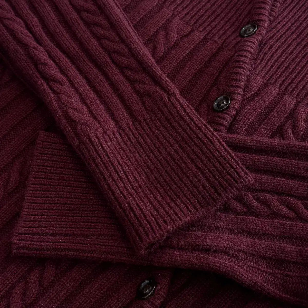  ホワス アシンメトリー スーパーファイン メリノ ウール カーディガン バーガンディ 長袖 カーディガン ボレロ アンサンブル