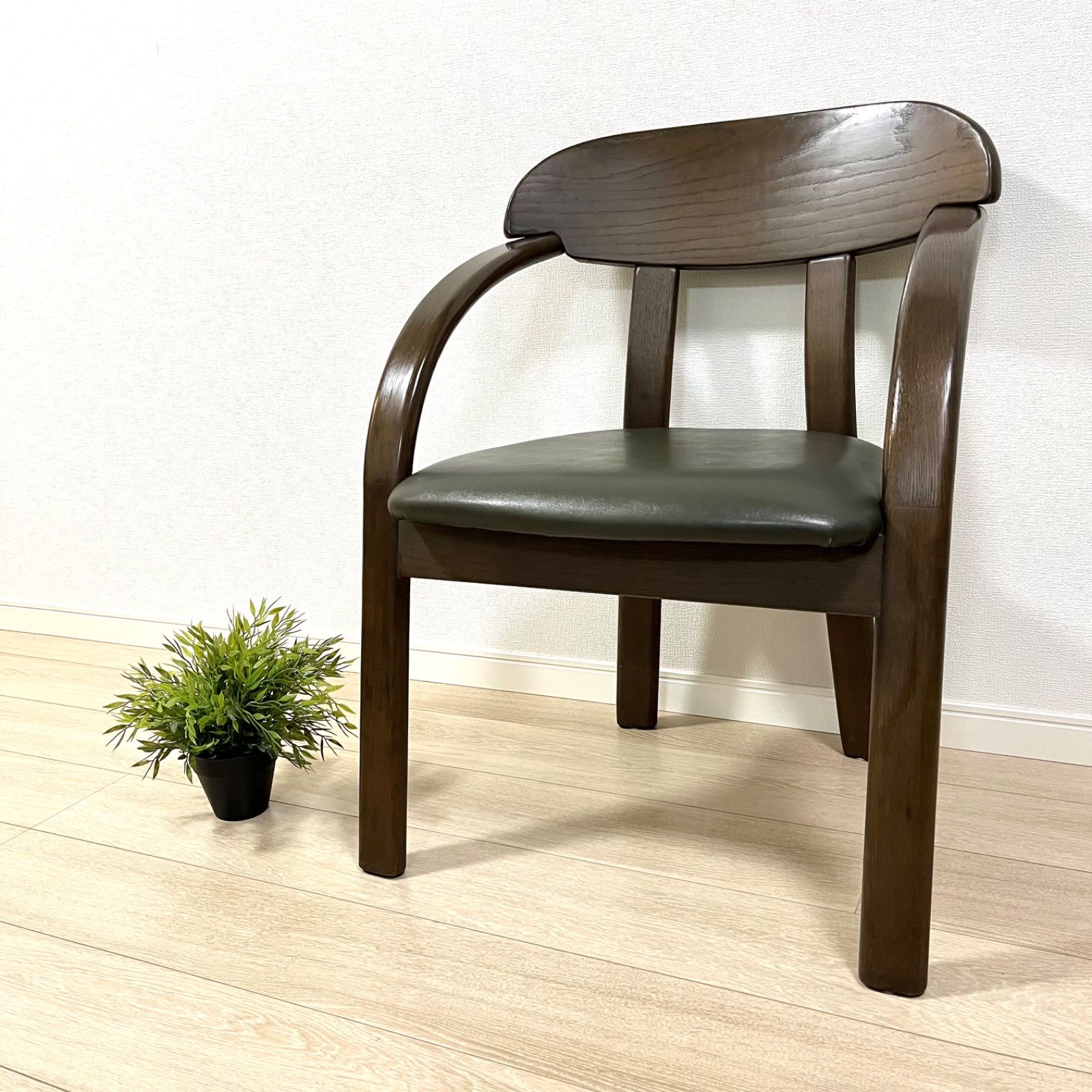 た83 国産家具 浜本工芸 曲木ダイニングチェア アームチェア レトロモダン 無垢材 純喫茶 カフェチェア