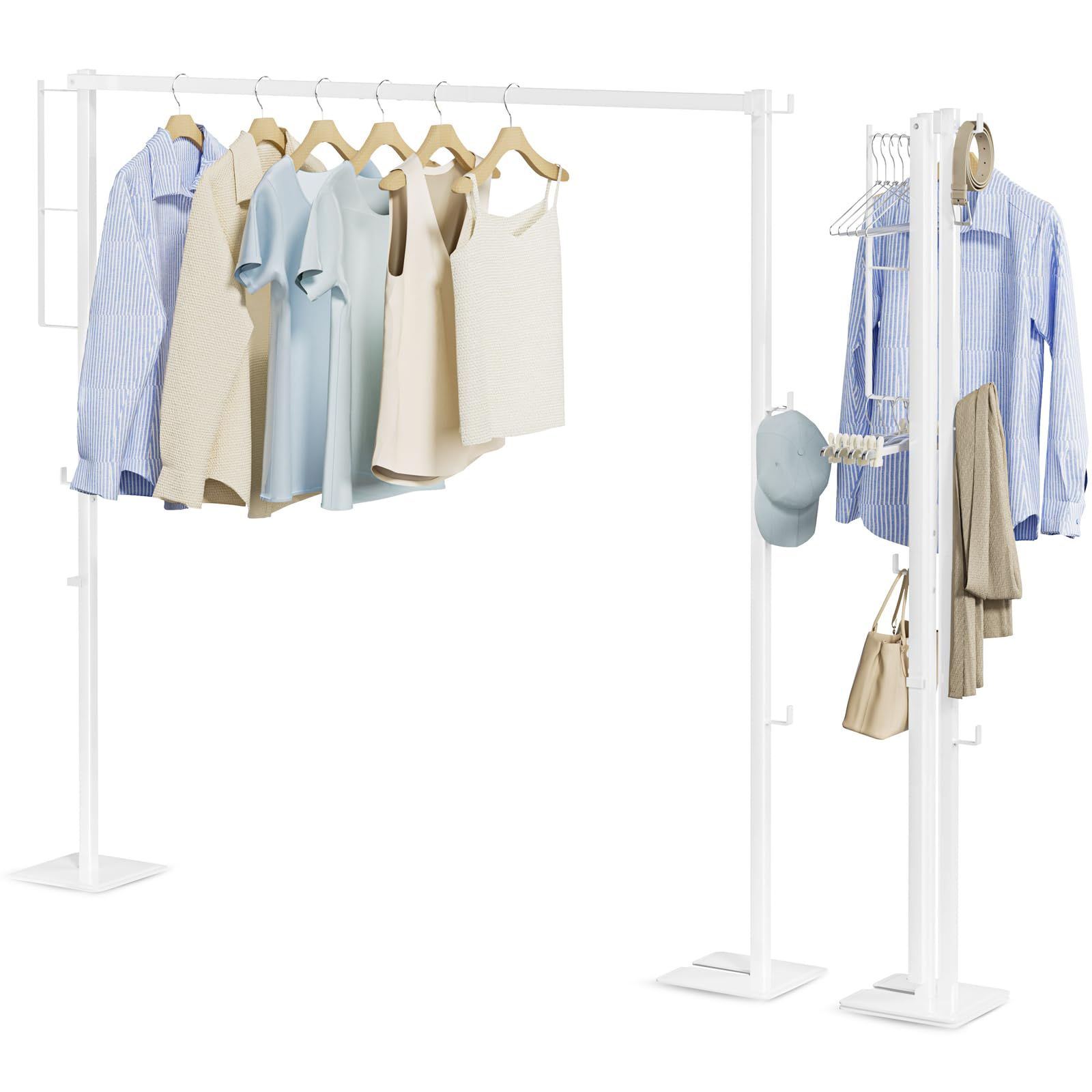JAUREE 物干しスタンド 室内 折りたたみ式 洗濯物干し 布団干しスペース節約 コンパクト収納 簡単組み立て 服用乾燥ラック ホワイト