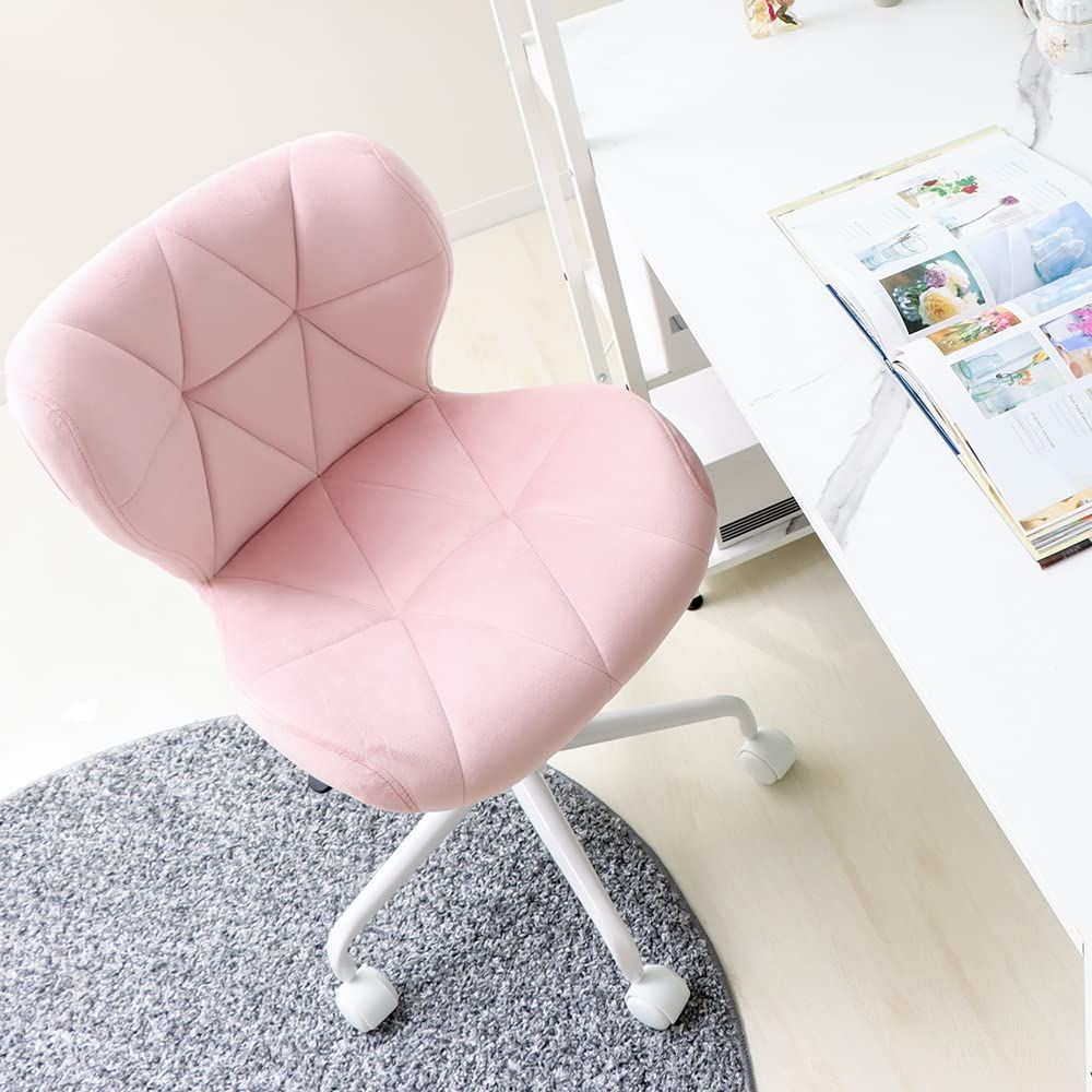 ヤマソロ オフィスチェア デスクチェア デスク チェア コンパクト ベロア調 パンナ カリーノ Panna Carino 42-934 シュガーピンク