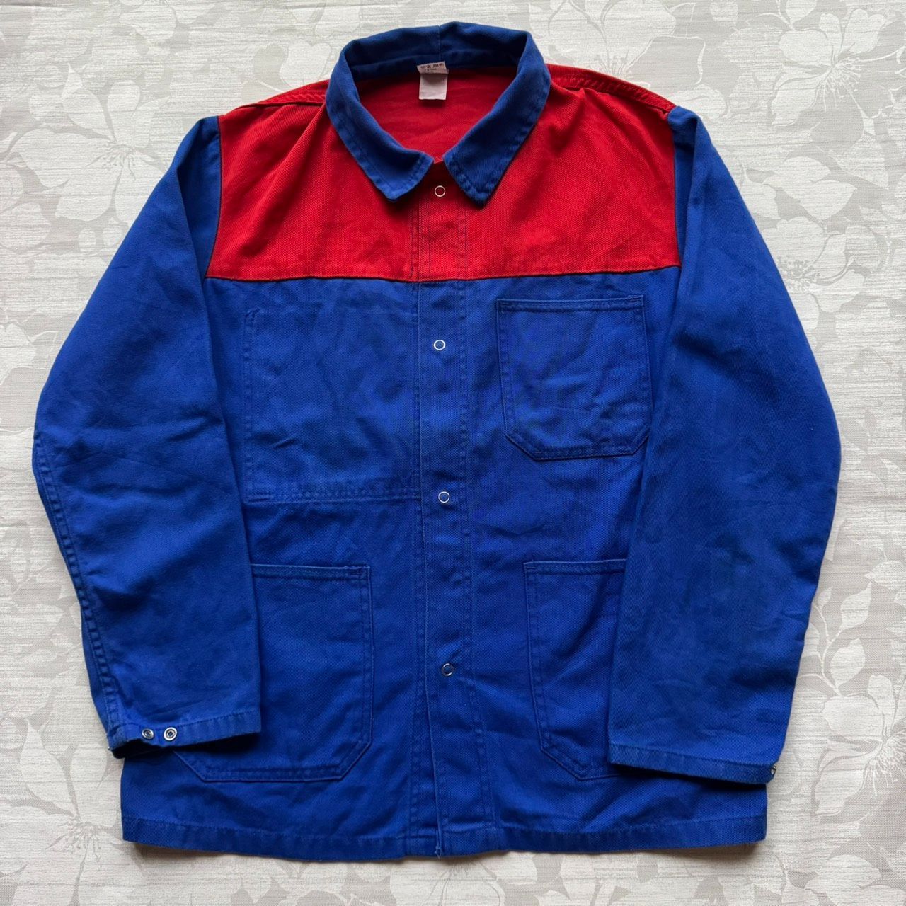 フレンチワークジャケット カバーオール バイ ブルー レッド フランス製