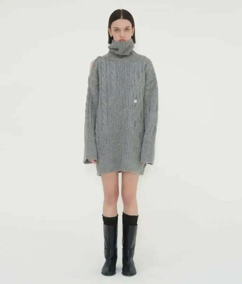 トリミングバード ニット 片方オフショルダー オープン ワンピース