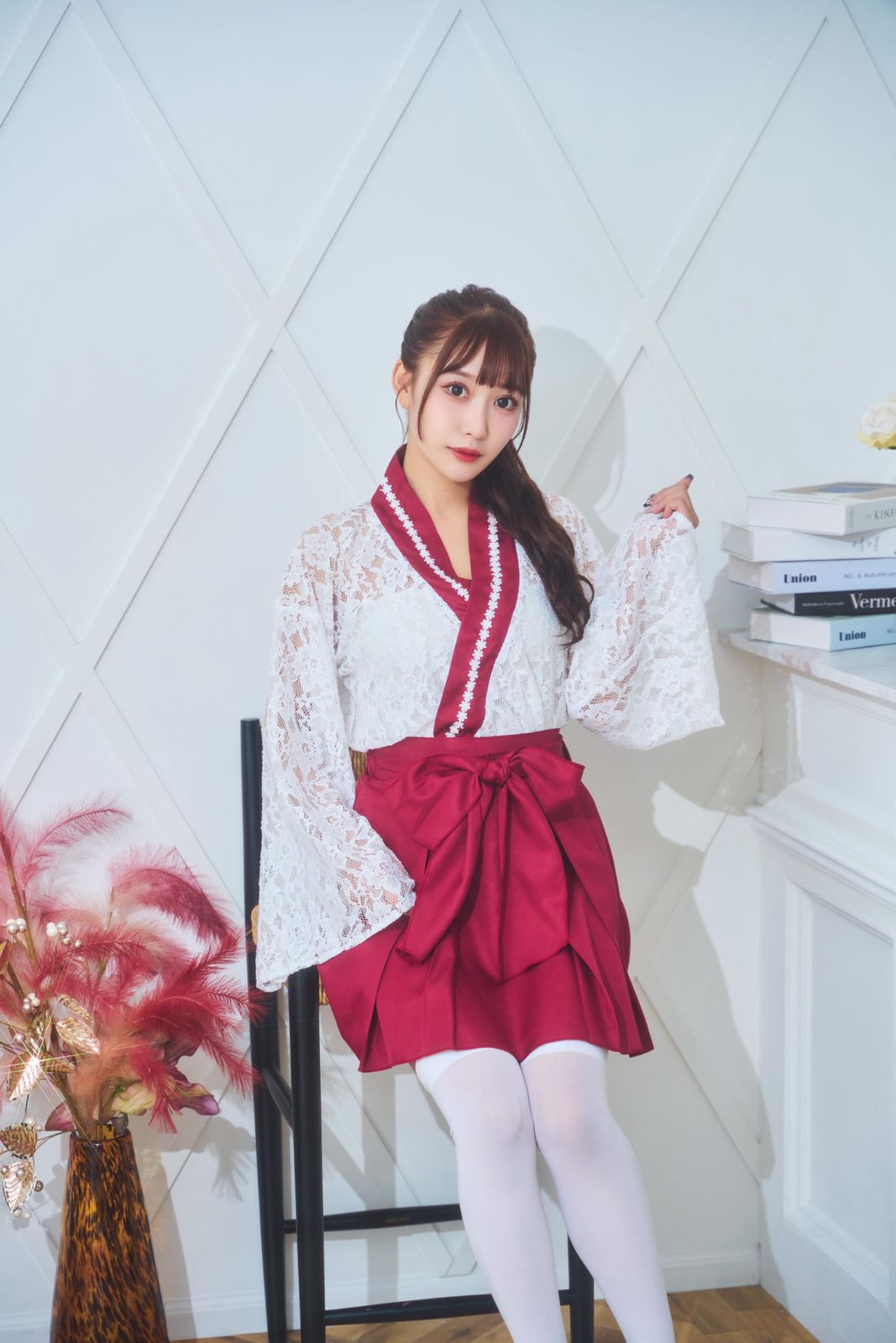 新品 クリアストーン(Clearstone) GLOWHOLIC コスプレ ハロウィン レースミニ巫女 レディース レッド