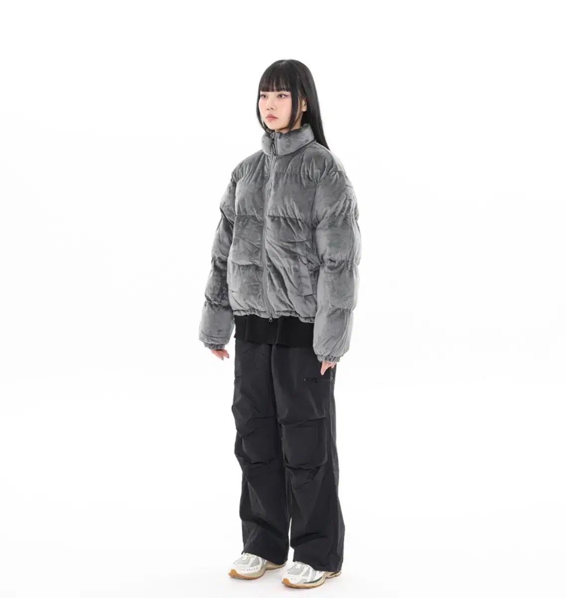 ショートダウン グレー