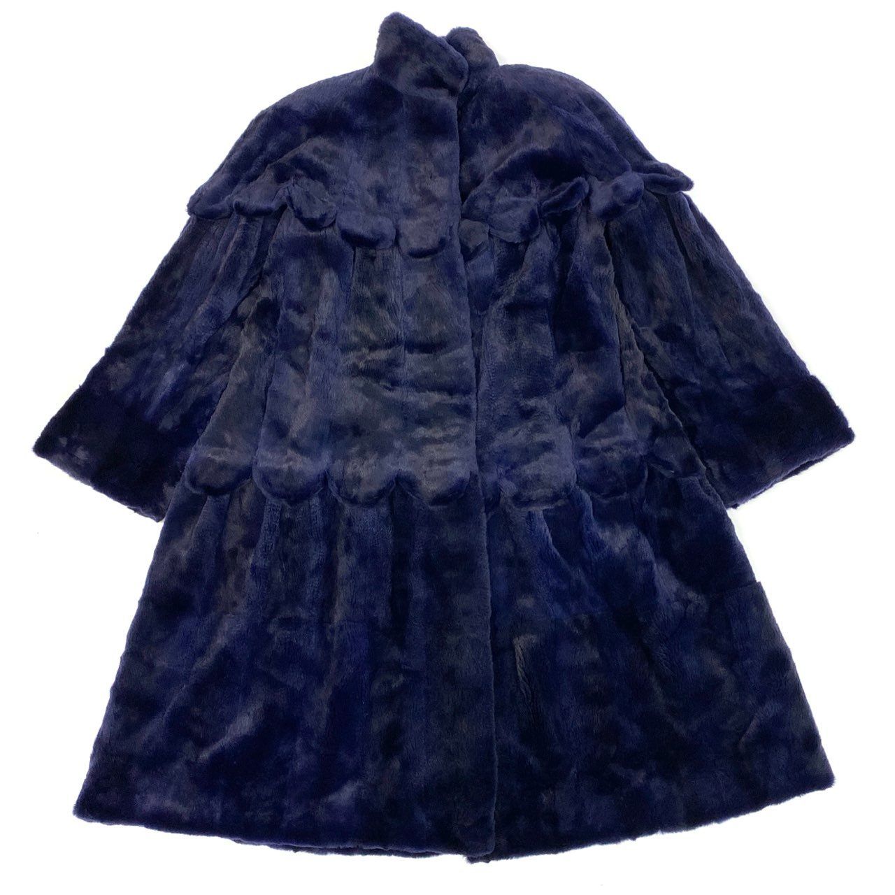 9k2《超希少》 シェアード 染めミンク フリルデザイン 超ロングコート