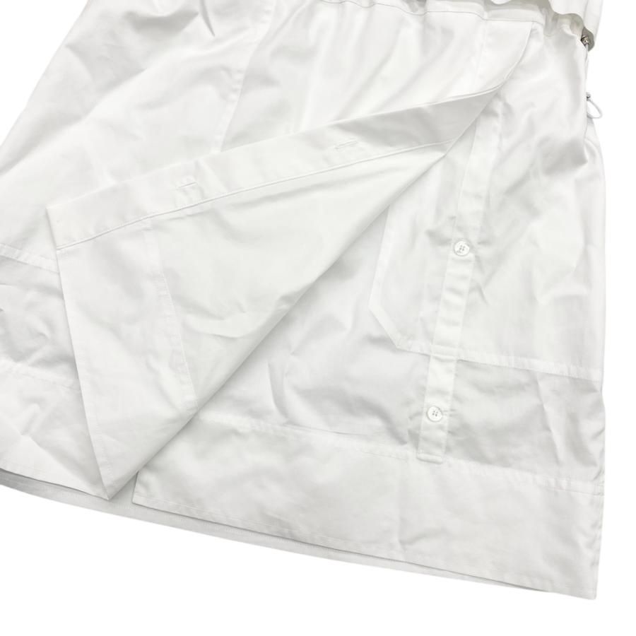 【全国送料無料】 E4740 エルメス シャツワンピース ポロショートドレス H5H0544DV9034 34サイズ コットン カレーシュ刺繍 マザーオブパールボタン ホワイト HERMES