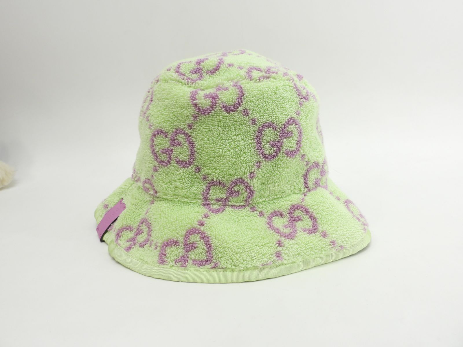 グッチ バゲットハット ピンクGG コットンパイル地緑 ヘッドウォーマー 1