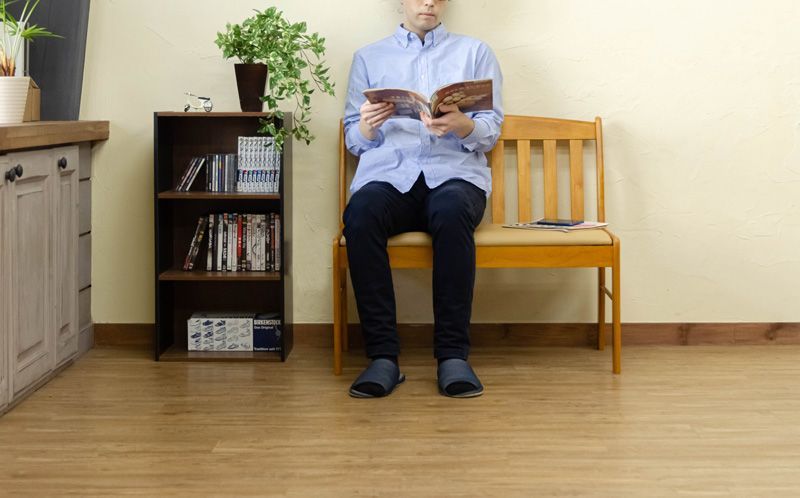 木製背もたれ ダイニングベンチ 幅82.5cm ぢ人ぐ ベンチ チェア 子供用