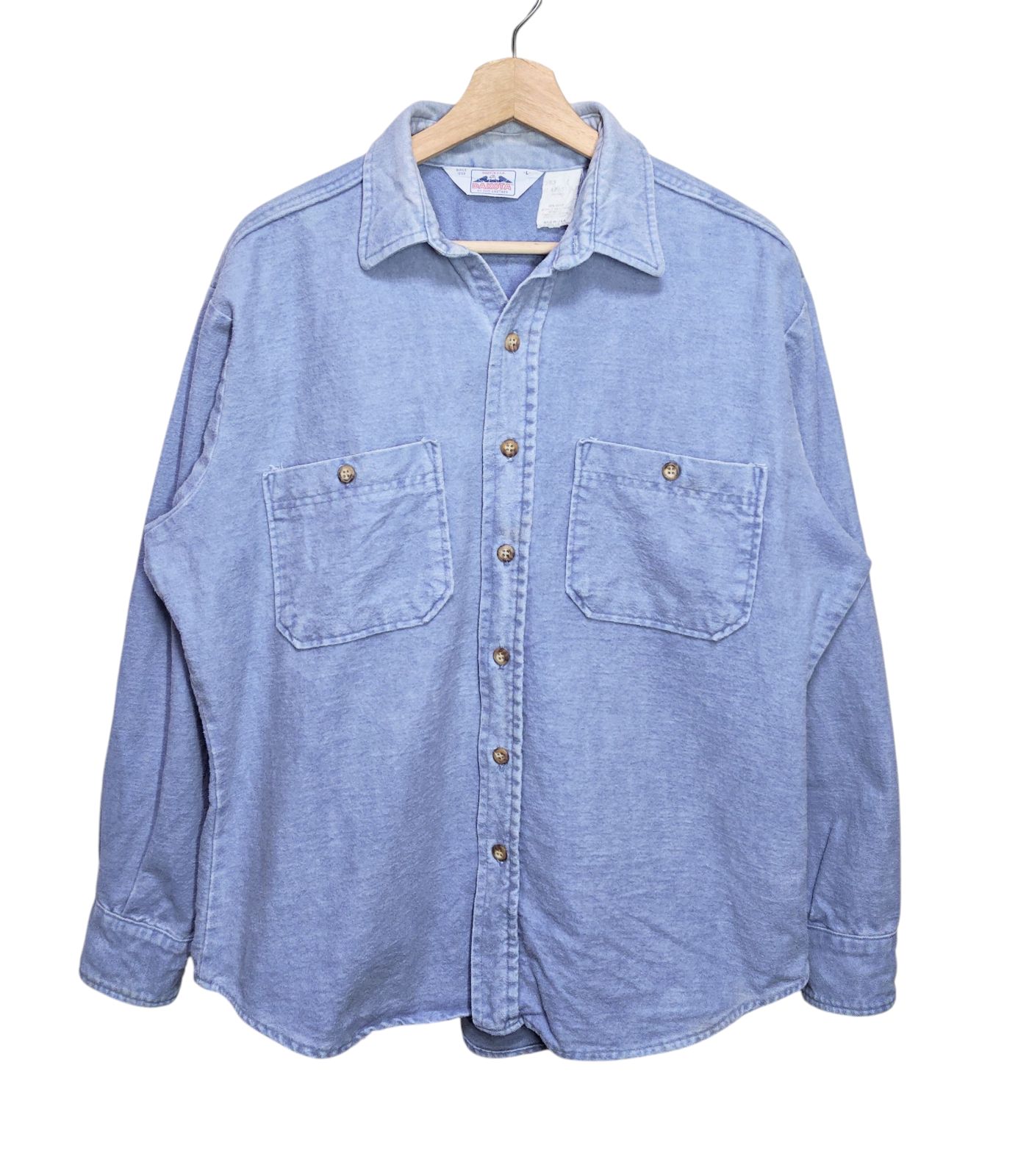 80s DAKOTA by FIVE BROTHER シャモアクロスシャツ ライトブルー Lサイズ