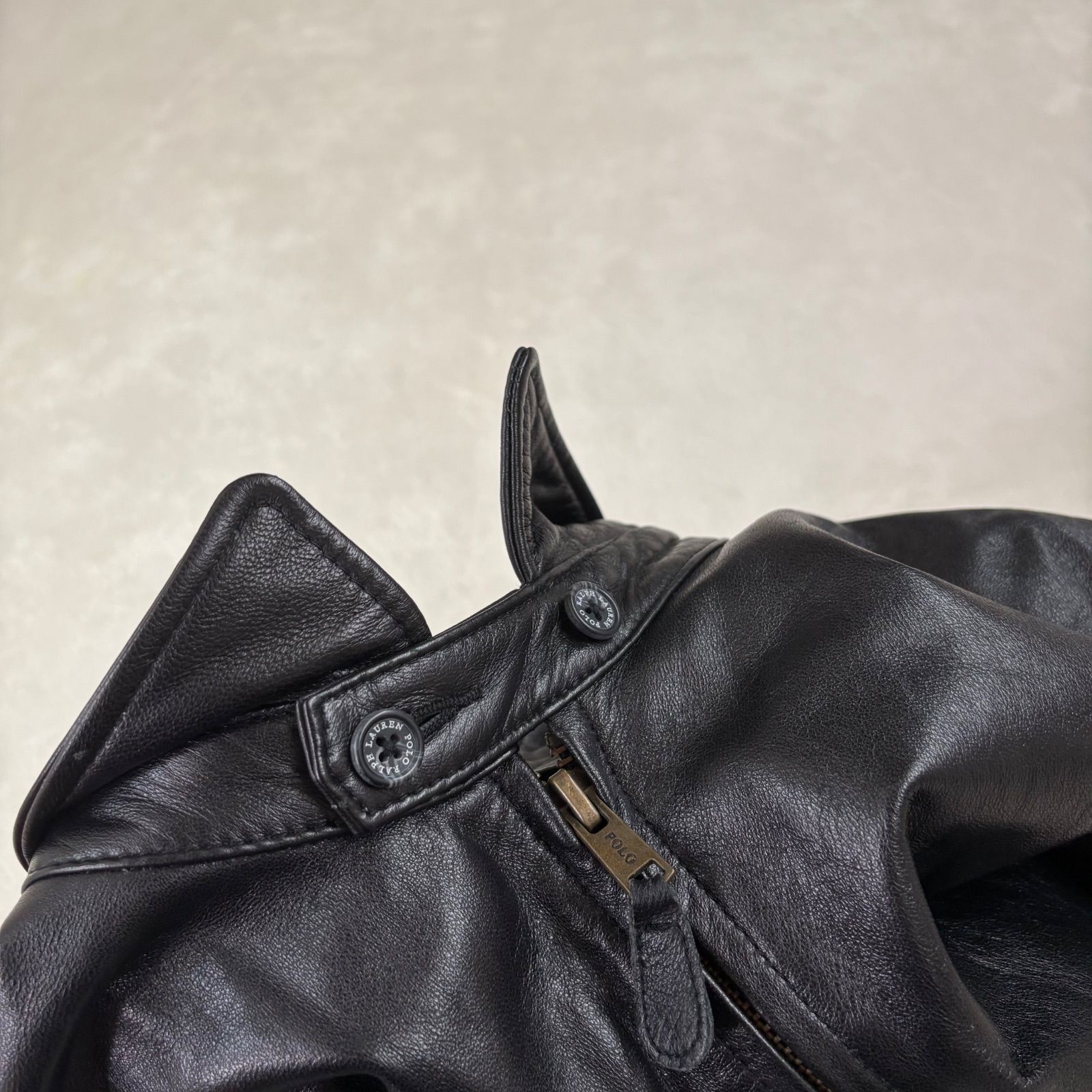 美品 Polo by Ralph Lauren ポロ ポニー刺繍 ラムレザー レザー