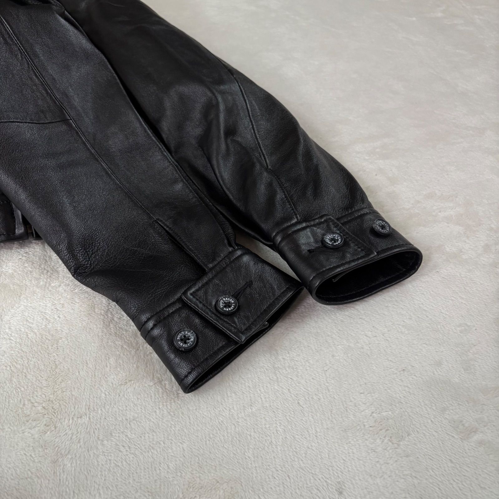 美品 Polo by Ralph Lauren ポロ ポニー刺繍 ラムレザー レザー