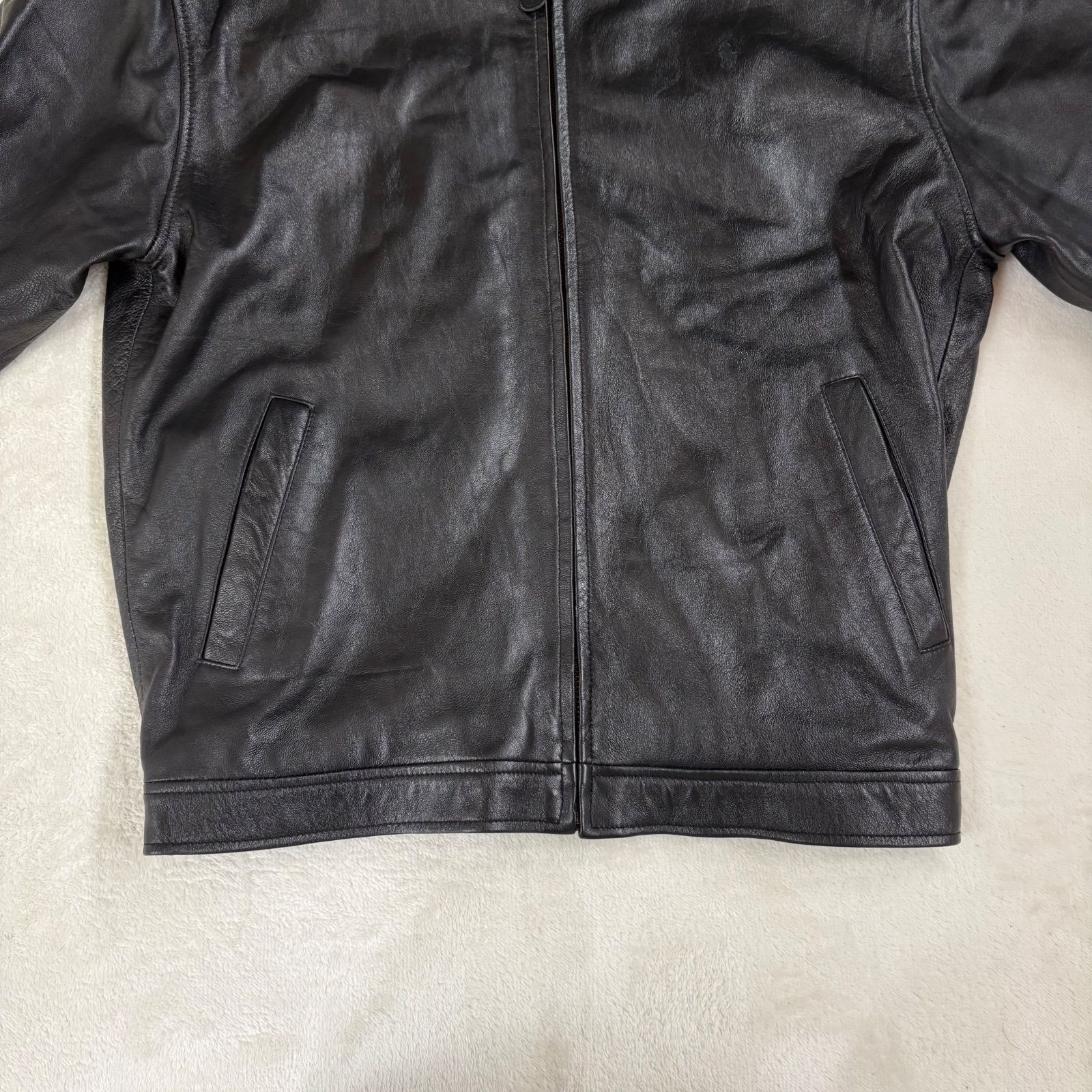 美品 Polo by Ralph Lauren ポロ ポニー刺繍 ラムレザー レザー