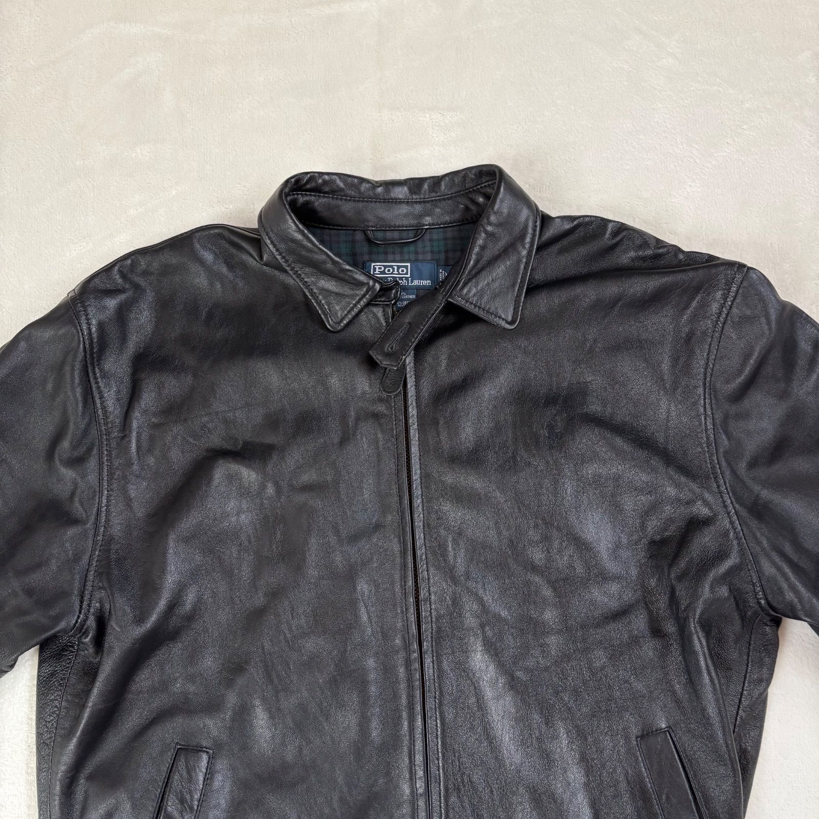 美品 Polo by Ralph Lauren ポロ ポニー刺繍 ラムレザー レザー