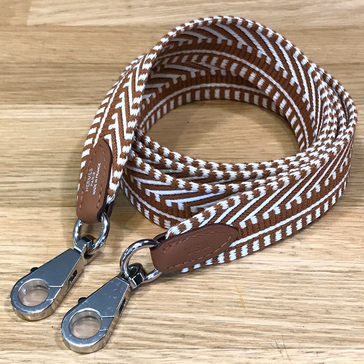 エルメス バンドリエール サングル カヴァル ショルダーストラップ ゴールド エクリュ W刻印 14597