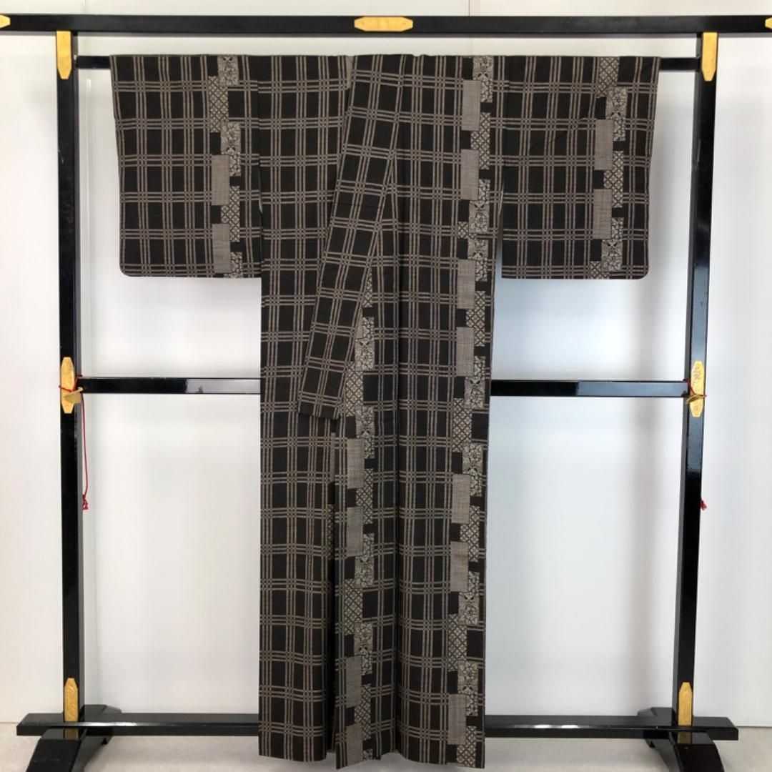 格子に花模様 証紙付