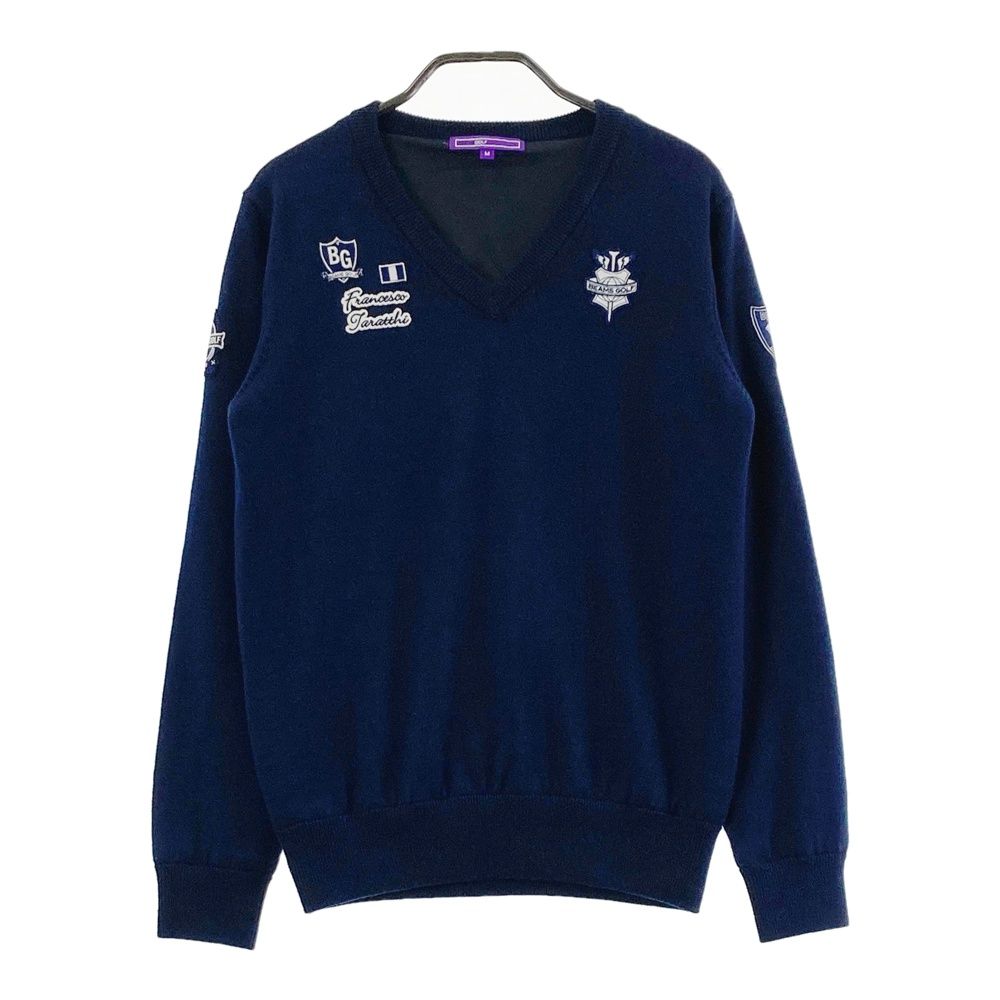 サイズ M BEAMS GOLF ビームスゴルフ 裏地付Vネックニットセーター ウール ネイビー系 240101401917 ゴルフウェア レディース ストスト