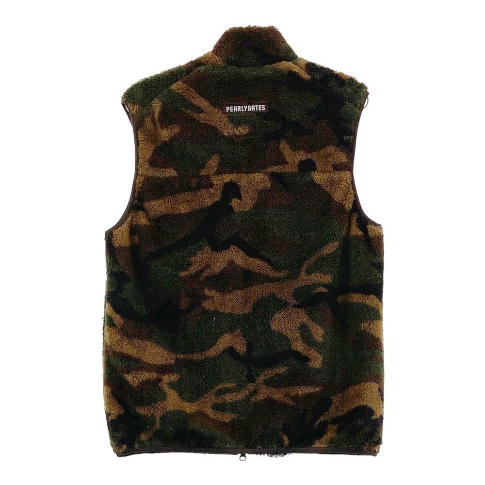 サイズ：4 PEARLY GATES パーリーゲイツ ボア ジップベスト カモフラ