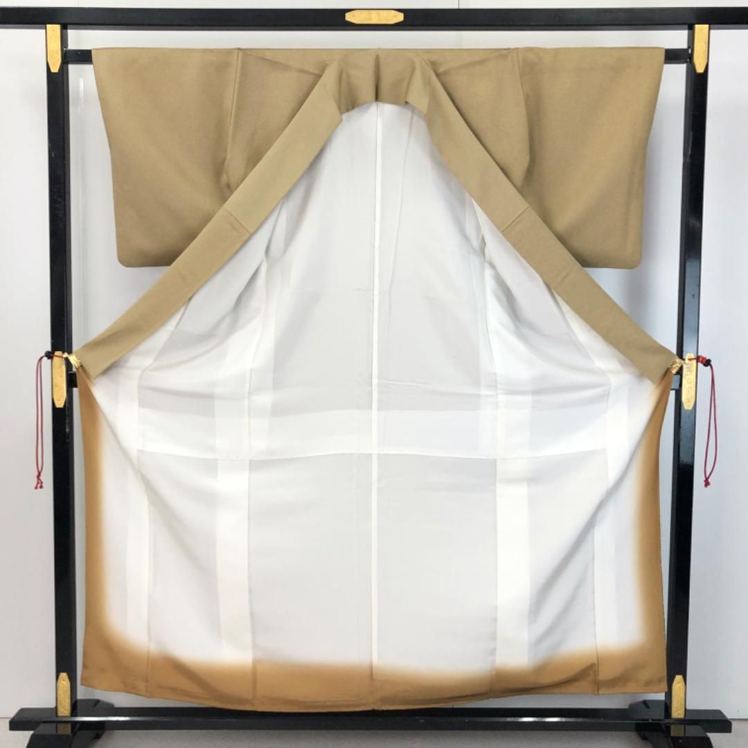 付下げ 雪輪に花模様 刺繍 金駒 金彩 藁色 K-5476