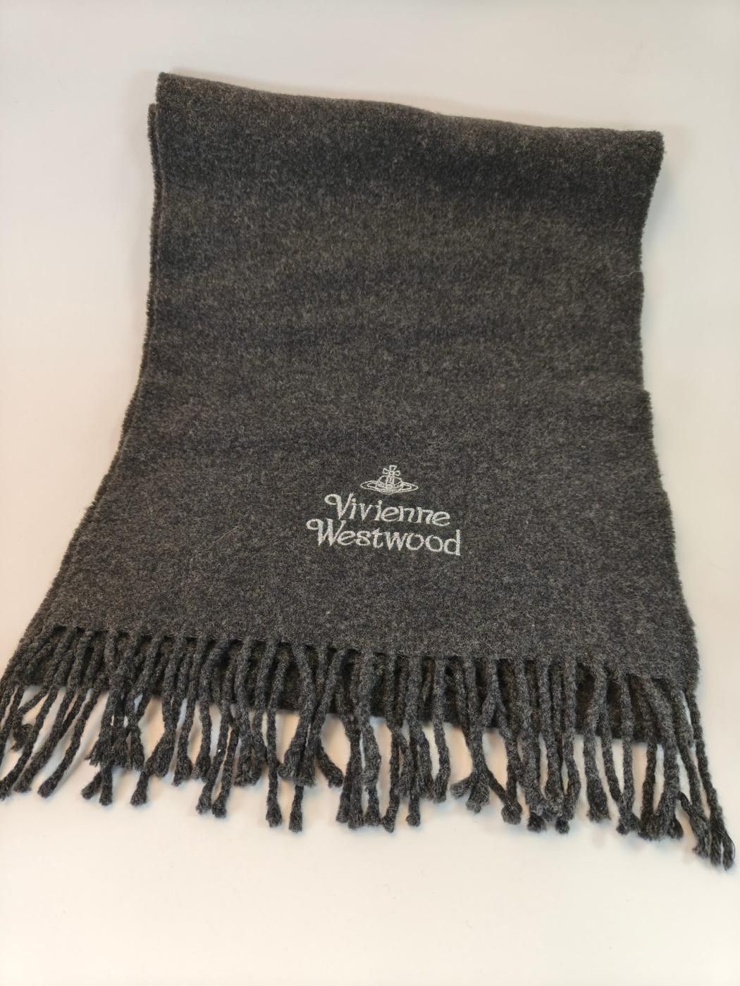 Vivienne Westwood ヴィヴィアン ウール フリンジ マフラー グレー 管理番号 10461