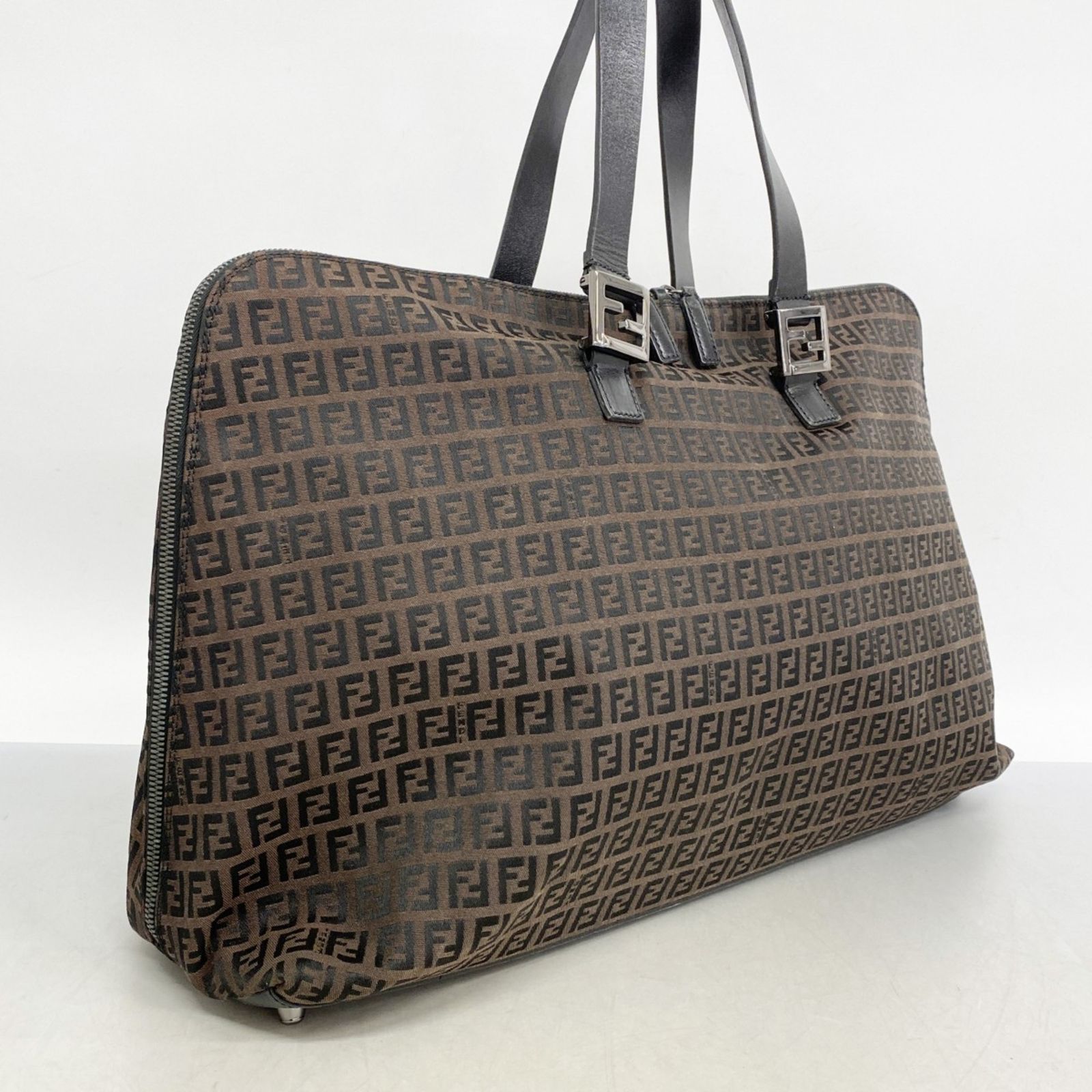 フェンディ Fendi フェンディ トートバッグ ズッキーノ ナイロンキャンバス ブラウン ブラック レディース